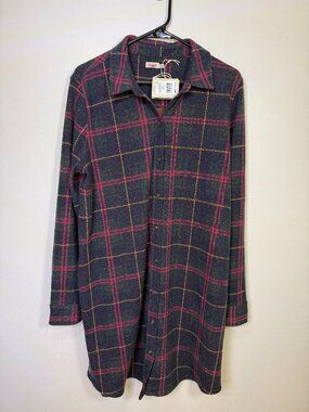 Faherty Legend Sweater Dress Plaid XL NWT Button Front Shirt Dress